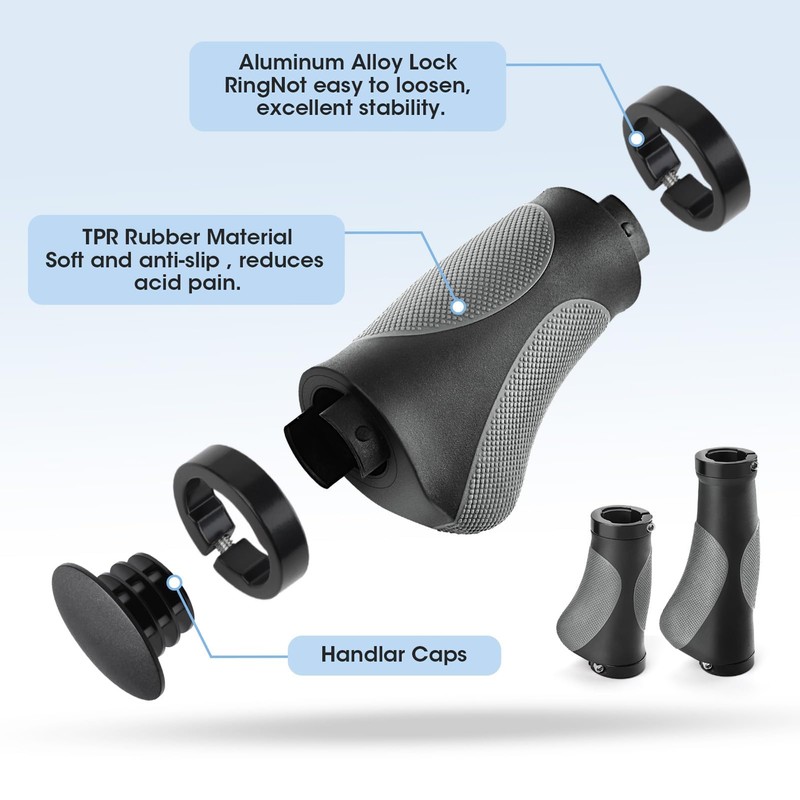 GlasFlength Ergonomic Bicycle Grips MTB Bicycle Handlebar Grips Mountain Bike