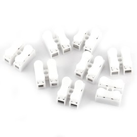 100pcs Spring Wire Connectors 10A 220V CH2 2 Pin Quick Connector Terminal Cable Spring Clamp Terminal Block Push-in Quick Wire Connector Screw Terminal Barrier Block Plastics White