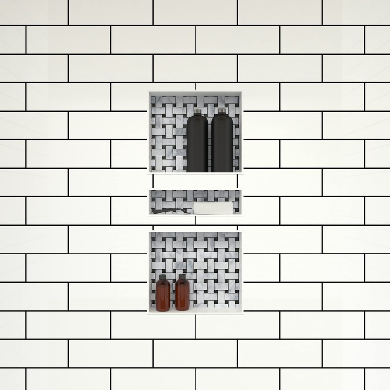 Tile Redi USA RNT1620D-14 Niche Triple Recessed Shower Shelf, Three