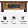 TUTOTAK End Table with Charging Station, 3-Tier Couch Side Table