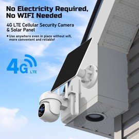 GYKZ 4G LTE Cellular Security Camera Includes SIM Card, Solar Powered 4G Security Camera No WiFi Needed, 2K HD 360° Live View, Color Night Vision, PIR Motion&Siren Alert, 2-Way Audio, Playback View