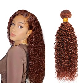 Reddish Brown Bundles 33 Curly Human Hair Bundles 16 Inch Copper Red Kinky Curly one Bundle Auburn Brown Bundle Hair Extensions
