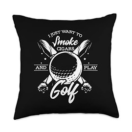I just want to smoke cigars and play golf funny cigar gift Throw Pillow