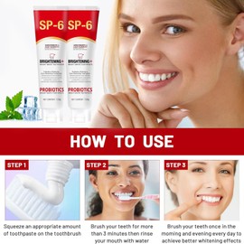 SP-6 Ultra Whitening Toothpaste, SP8 Probiotic Toothpaste, SP6 Toothpaste, Fresh Breath, Deep Cleaning Care Stain Removal Toothpaste (SP6-2 Pack, Extra Whitening Natural Mint)