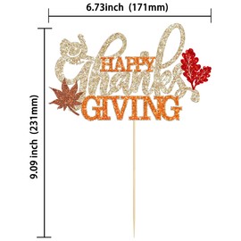 1 decoración de pastel de Acción de Gracias con purpurina, hojas de arce felices amigos, decoración de pastel para otoño, día de Acción de Gracias, decoración de pasteles