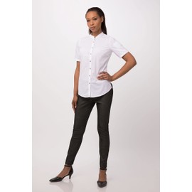 Chef Works Women's Seersucker Shirt, White, Large