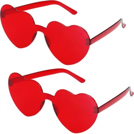GCQJOQ Heart Glasses Heart Shape Frameless Glasses Trendy Transparent Color Party Sunglasses