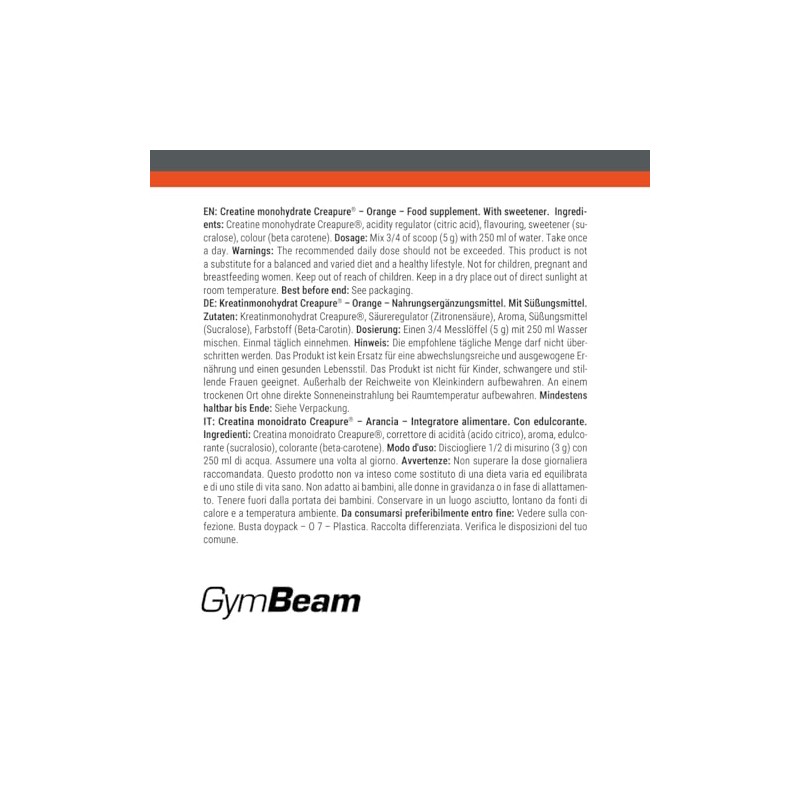 GymBeam Creapure ? Creatin Monohydrat - Mikronisiertes Kreatin Creapure -