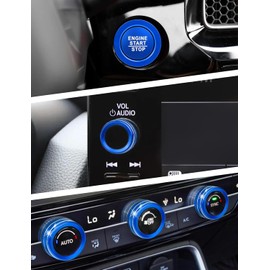 for Honda Civic Accessories 2022-2026, CRV/HRV/Acura Integra 2023-2026, Accord 2023-2025 & ADX 2025, 7PCS Aluminum Alloy Knob Cover Set (Blue) Fits 9-inch Screen with 1 Radio Knob