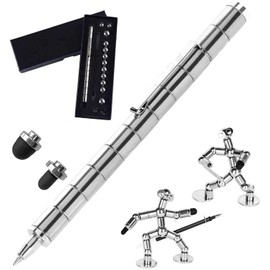 LEWUXIAN Toy Pen Set, Decompression Magnetic Metal Pen, Eliminate Pressure Fidget Toy,Multifunctional Deformable Magnet Writing PenGift for Kids or Friends (SilverPenA)