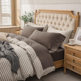 PURE ERA Jersey Knit 4pc Bed Sheet Set 100% T-Shirt Cotton Super Soft Comfy Breathable Fits Mattress Up to 20" Extra Deep Pocket (Solid Brown, Queen)