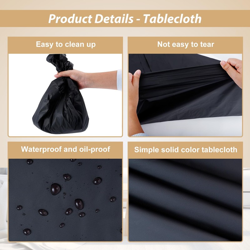 Bgtecho 16Pcs 84" Round Plastic Tablecloth 12 x 108 Satin