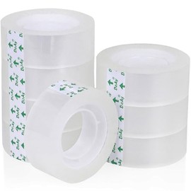 8 rollos de cinta transparente transparente fácil de rasgar, 3/4 x 1000 pulgadas, núcleo de 1 pulgada - Recambios de cinta de papelería multiusos para dispensador, envoltura de regalos, oficina,