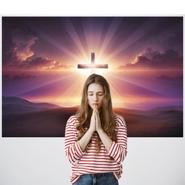 Jesus Christ Cross Backdrops Sepulcher Lord Pray Church Event Photography Backdrops Christmas Easter Religious Belief Backdrop Decoration Banner Photo Studio Props 8x6Ft