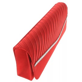 neXxtten Fashion Folded Front Satin Fabric Clutch Bag WYQ075-RED