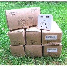 International powrui international power adapter w/ 2 ac outlets and dual usb ports type c EUR