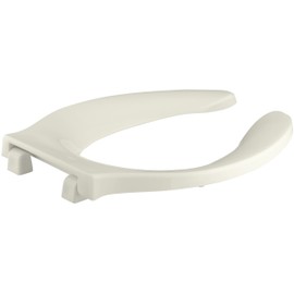 KOHLER K-4731-C-96 Stronghold Elongated Toilet Seat with Integrated Handle and Check Hinge, Biscuit