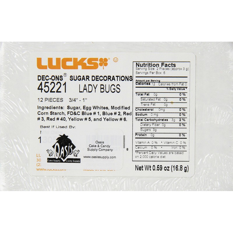 Oasis Supply Sugar Decorations, Lady-Bugs, 12 Count