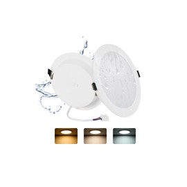 Grebeam 2 x 16 W LED Ceiling Spotlights, Flat 230 V, 1400 lm, IP44 LED Spotlights, Ultra Slim Installation Depth 25 mm, Downlight LED Spotlights, 230 V, Warm White/Neutral White/Cool White, Hole: φ145