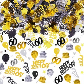 Number 60 Birthday Party Confetti,15g Black and Gold Table Glitter Confetti, Happy 60th Birthday Celebration Sequins for Women