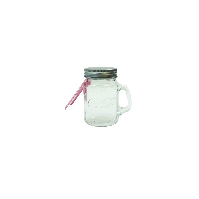 Tablecraft Coca-Cola Mason S&P Shakers, Glass Jar with Metal Lid,