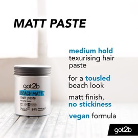 Got2b Beach Matt, Medium Hold, No Stickiness, Matt Texture Hair Paste, 100ml