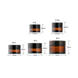 ericotry 6PCS 5ml Amber Glass Jar Empty Refillable Cosmetic Face Cream Lip Balm Storage Jars Bottle Container Pot with Liners and Screw Black Lid for Make up Essential Oils Lotion
