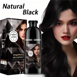 AngeRose  Color Shampoo,  , Instant Grey  Coverage, Wine Red, Chestnut Brown, Purple, Perfect Gifts for Women&Men - Colour: Nature Black