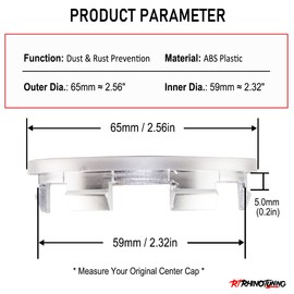 65mm Car Wheel Center Hub Caps Base Set of 4 Matt Pearl