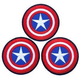 Lot of 3 Pieces, 2.7 Inches Captain America Shield Iron on Patch Logo Fabric Applique