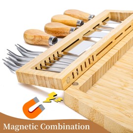 WRINGKIT Charcuterie Cheese Boards Set, Bamboo Cheese Tray Platter with Knife Bowls, Lightweight Meat Cheese Board, Cheese Utensils Included, Unique Wedding for Couple
