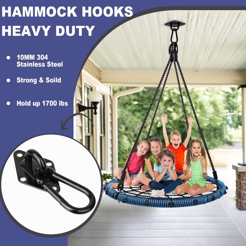 Feanron Hammock Hooks 4 Pack, Heavy Duty Hammock Hanging Kit,