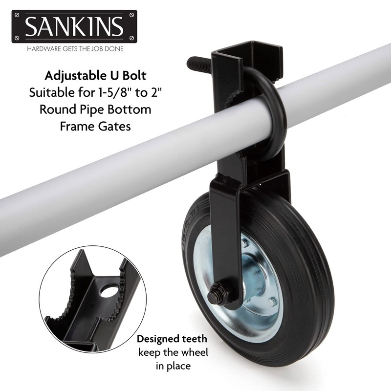 SANKINS Gate Helper Wheel for Supporting Metal Swing Gates with