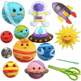 Aisamco 12Pcs Sewing Craft Kit for Kids,DIY Crafting and Sewing Set,Space Exploration Theme, Educational Sewing Kit for Beginner Children Boys and Girls