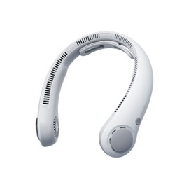 JISULIFE Portable Neck Fan Upgraded, Neckbrace Personal Hands Free, 5 Speed Gears Adjustment, 5000 mAh Wearable Bladeless Quiet Rechargeable for Outdoor Indoor, Gifts for Women Men- Foggy Grey