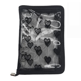 Seal Book A6 Clear Binder Saving Binder Card Sleeve Pocket Lace Design Mini Notebook Pre Planner Transparent PP Sheet for Girls with Zipper (Black)