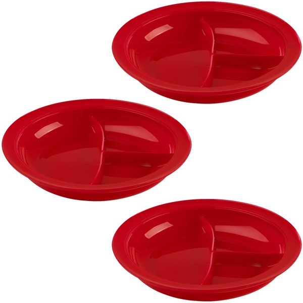 Providence Spillproof Partitioned Plate - 9" Red (3-Pack)