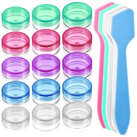 15 Pcs Sample Containers with Lid 2/3/5g Mini Travel Jars Round Clear Cosmetic Container Jar Refillable Makeup Samples Container with Mini Spatulas Clear Sample Pots for Lotion Cream Makeup Eye Shadow