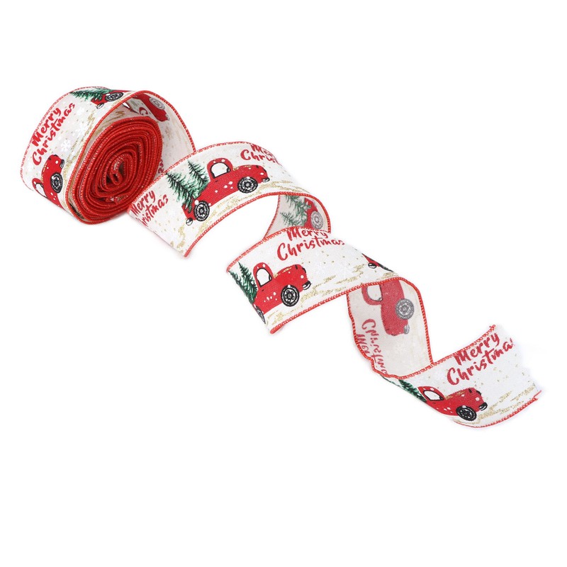2pcs Christmas Decoration Ribbon Clear Vivid Pattern Durable Packaging Ribbon