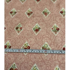 Pink Peach Floral with Diamond Bouquets Cotton Woven Fabric By The Yard