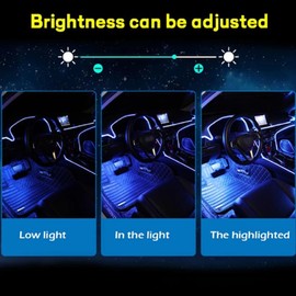 TooToo RGB LED Car Interior Fiber Optic Neon Wire Strip USB Atmosphere Light APP/Music
