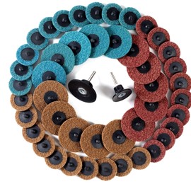 Shawya 2 and 3 Inch Ssanding Disc 47Pcs Assorted Quick Change Sanding Discs Set with 1/4" Shank Holder Die Grinder Sanding Disc Surface Conditioning Discs for Burr Finish Rust Paint Removal