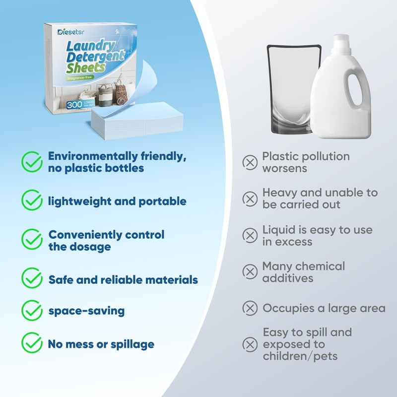 Laundry Detergent Sheets 300 Loads Diesetsr Laundry Sheet ECO-friendly Travel