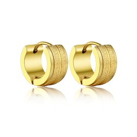 Bandmax Gold Huggie Earrings for Men Women Stylish Chunky Small Hoop Earrings Stainless Steel Hypoallergenic Piercing Ear Hoops