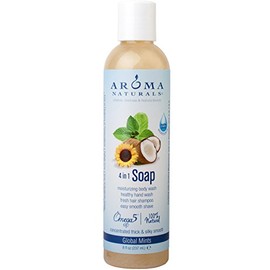 Aroma Naturals Extraordinary Natural 4-in-1 Castile Liquid Soap, Global Mints, 8 Ounce