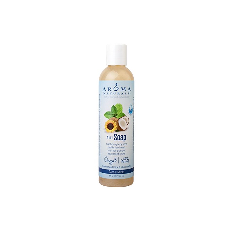 Aroma Naturals Extraordinary Natural 4-in-1 Castile Liquid Soap, Global Mints,