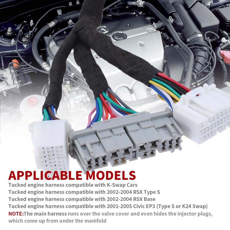 Nakkaa Tucked Engine Harness Compatible with 2002-2004 RSX Type S/Base