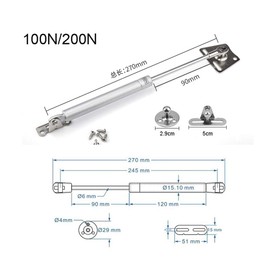 BuxiuGK 2 Pieces Gas Spring 100N/10KG Gas Struts with Screws for Toy Box Soft Close Lift Stay Support for Kitchen Cupboards Cabinet Door