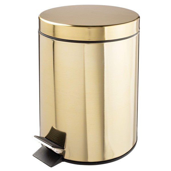 mDesign Small Modern 1.3 Gallon Round Metal Lidded Step Trash