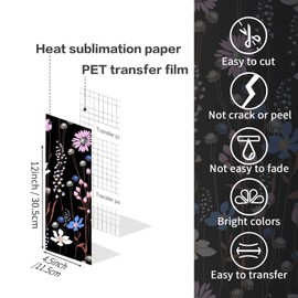 LUCKIGUCK Infusible Transfer Ink Sheets 14 Pieces/Set, Pre-Printed Dyed Sublimation Paper 4.5 x 12 Inch Iron on T-Shirt and Cup (Tropical Flowers)
